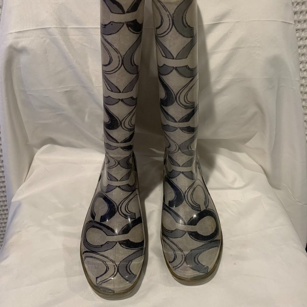 Coach Gray on Gray Knee High Weather Boots